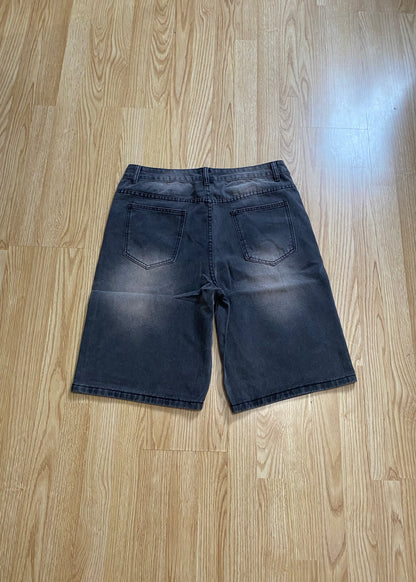 Short en Jean Baggy Noir Délavé